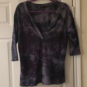 Torrid 3/4 sleeve waffle ribbed tie dye shirt